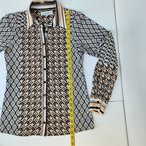 Hale Bob Long Sleeve Button Down Contemporary Luxury Top XS - Picture 10 of 10